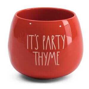 Rae Dunn Round Planter PARTY THYME Orange 6 in Ceramic